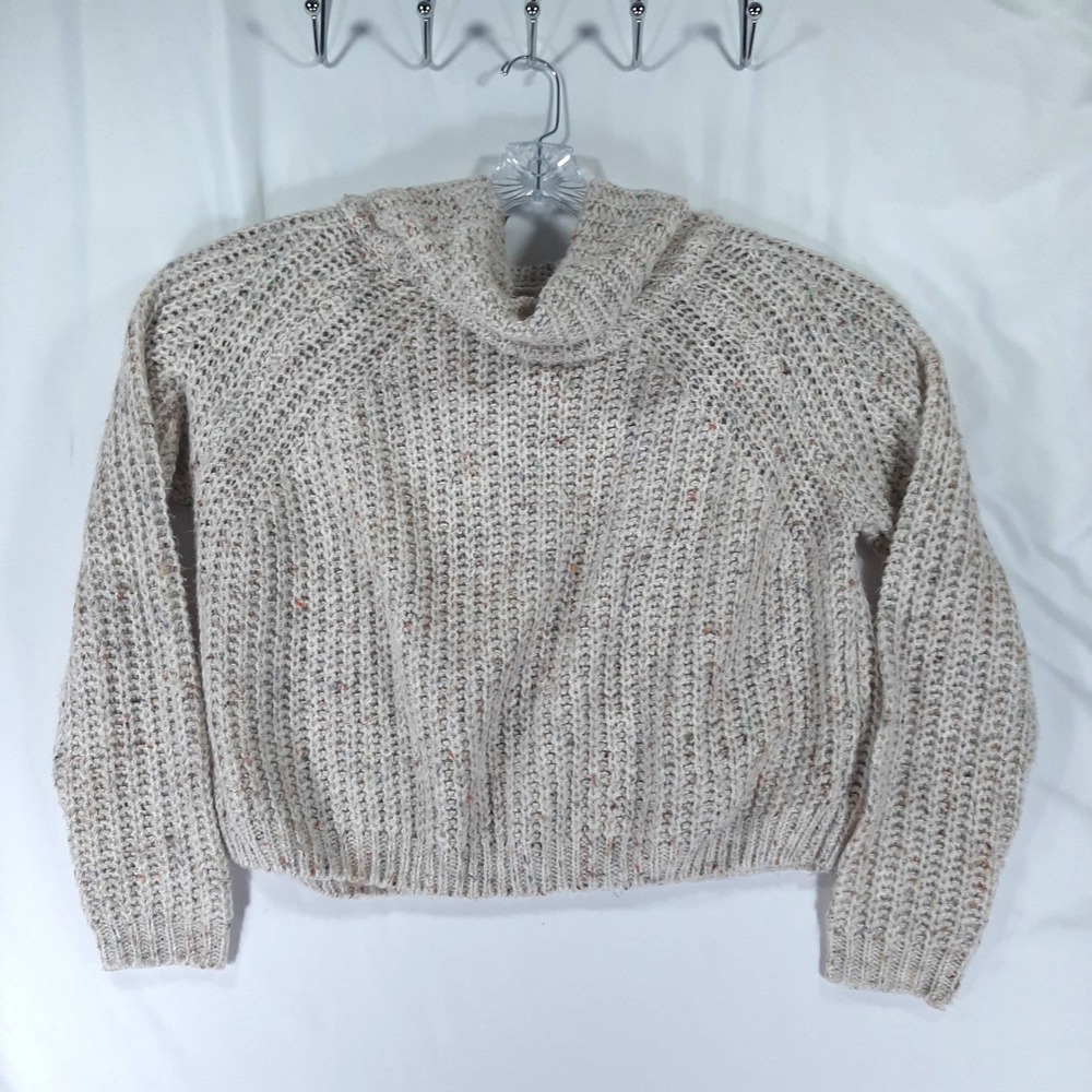 Moon & Madison Cream Confetti Speckled Cowl Neck Chunky Knit Sweater Large - Picture 4 of 10